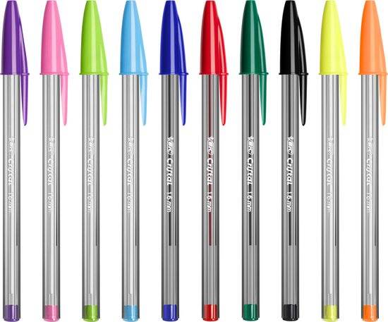 BIC Cristal Multicolour Balpennen Brede Punt (1.6 mm) - Verschillende Kleuren - Pak van 15 Stuks