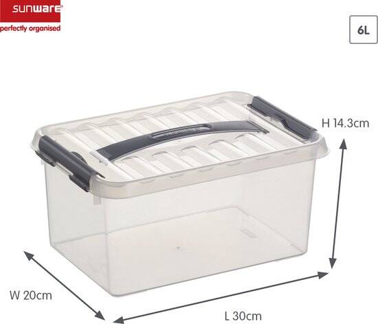 Sunware - Q-line opbergbox 6L transparant metaal - 30 x 20 x 14,3 cm - Afbeelding 2
