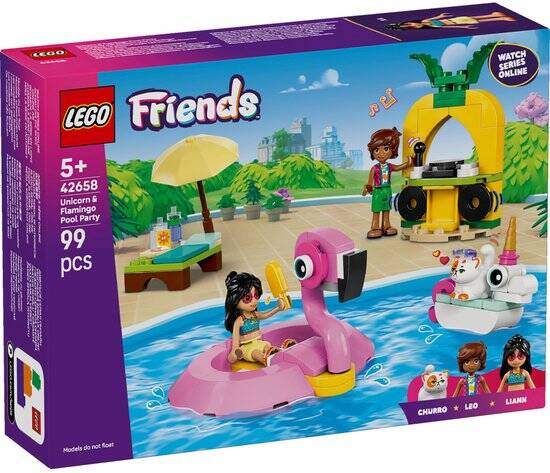 LEGO Friends Zwembadfeestje met Flamingo en Eenhoorn Speelgoed - 42658