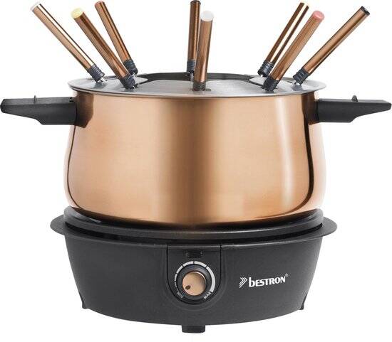Bestron Fondueset Elektrisch AFD850CO - 1500W - 1,5L voor 8 personen - Incl 8 fonduevorkjes - Koper