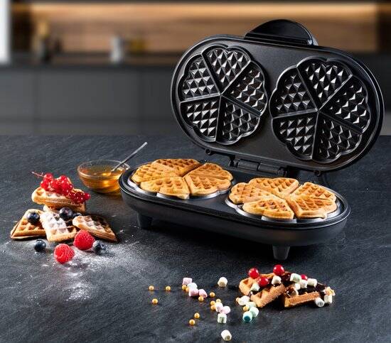 Bestron Wafelijzer - ADWM1000BL - 1000W - 10 hartvormige wafels - Anti aanbaklaag - Zwart - Afbeelding 3