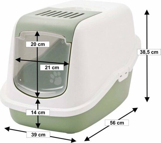 Savic Kattentoilet Nestor - Kattenbak - 56x39x38.5 cm Wit Groen M - Afbeelding 2
