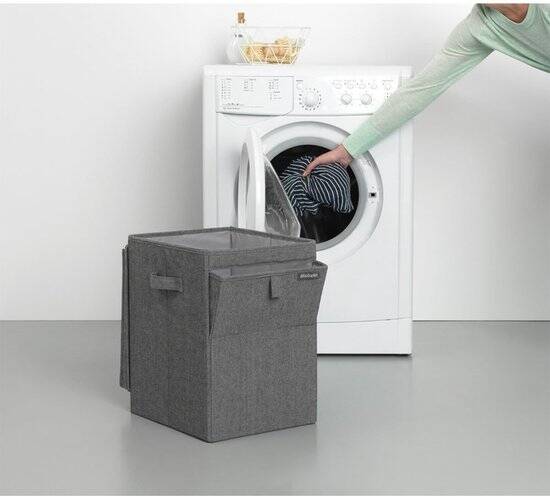 Brabantia Wasmand - met Deksel - Stapelbaar - 35 l - Pepper Black - Afbeelding 3