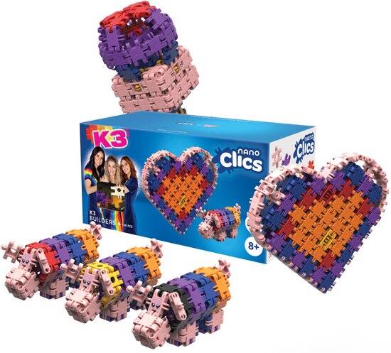 Nano Clics – K3 Builders 190 Piece Set – 5 in 1 Bouwblokken – SPEELGOED Gemaakt Van 100% RECYCLED Plastic – Speelgoed 8, 9, 10, 11, 12 jaar – Constructie Speelgoed