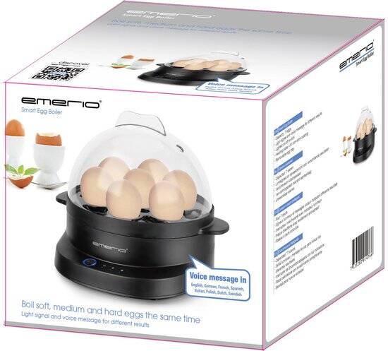 Emerio Eierkoker Elektrisch 350W - Voor 7 Eieren - BPA-vrij en Meertalige Spraakfunctie - Automatische Uitschakeling - EB-131811.1 Zwart - Afbeelding 6