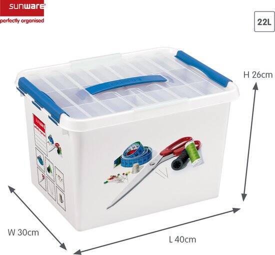 Sunware Q-line naaidoos 22L met inzet - 40x30x26 cm - Zonder inhoud - Afbeelding 2