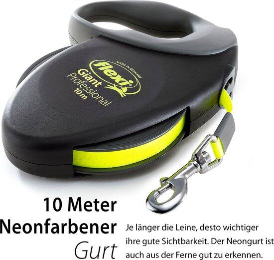 Flexi Giant Tape - Hondenriem - Zwart Geel - L - 10 meter - Actieve en Grote Honden - Afbeelding 4