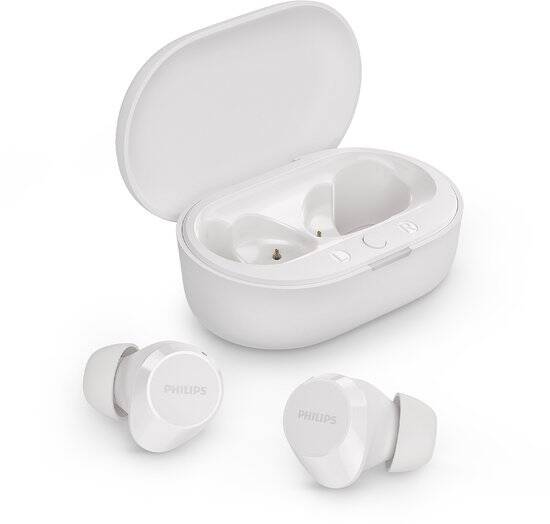 PHILIPS TAT1209WT True Wireless In Ear Bluetooth Headphones - Kleine oordopjes, Geweldige kwaliteit, Natuurlijk geluid met dynamische bass, Duidelijke gesprekken en Kleine oplaadhoes - Wit