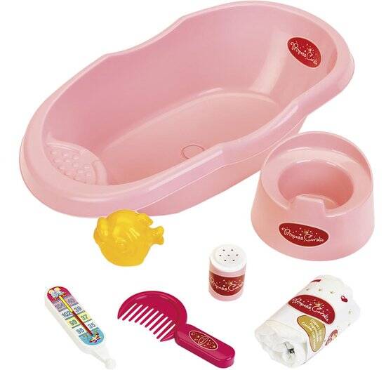Klein Toys Princess Baby Coralie poppenverzorging - poppenbadje 41cm - incl accessoires - met potje - roze - Afbeelding 3