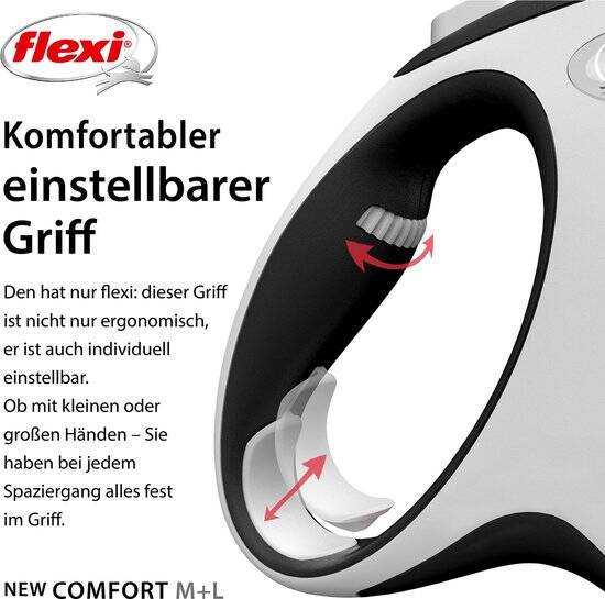 Flexi New Comfort Rollijn - Hondenriem - L - 8 Meter - Grote en Actieve Honden - Zwart Grijs - Afbeelding 4