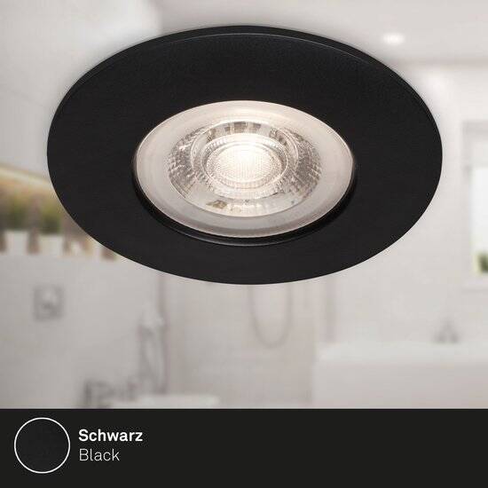 BRILONER - Set van 4 LED Inbouwspots - badkamerverlichting - Ø9 cm - IP44 - 4.9 W - 480 Lm - 3.000 K - zwart - Afbeelding 2