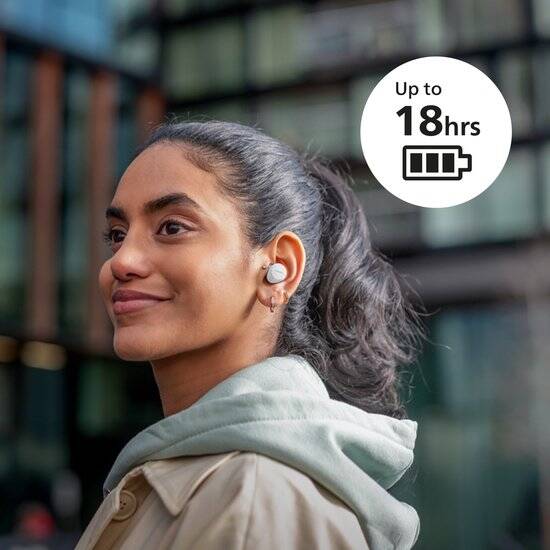 PHILIPS TAT1209WT True Wireless In Ear Bluetooth Headphones - Kleine oordopjes, Geweldige kwaliteit, Natuurlijk geluid met dynamische bass, Duidelijke gesprekken en Kleine oplaadhoes - Wit - Afbeelding 6