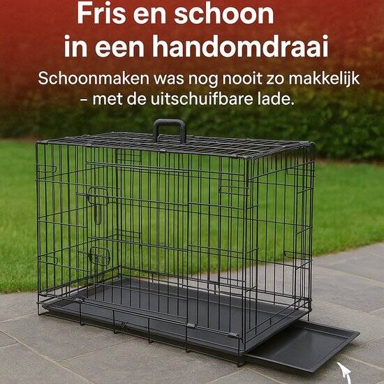 Flamingo Hondenbench M – Opvouwbare Hondenbench Auto – Hondenbench Draadkooi Mezo Zwart – 77x47x55 cm – Stevig & Ruimtebesparend - Afbeelding 2