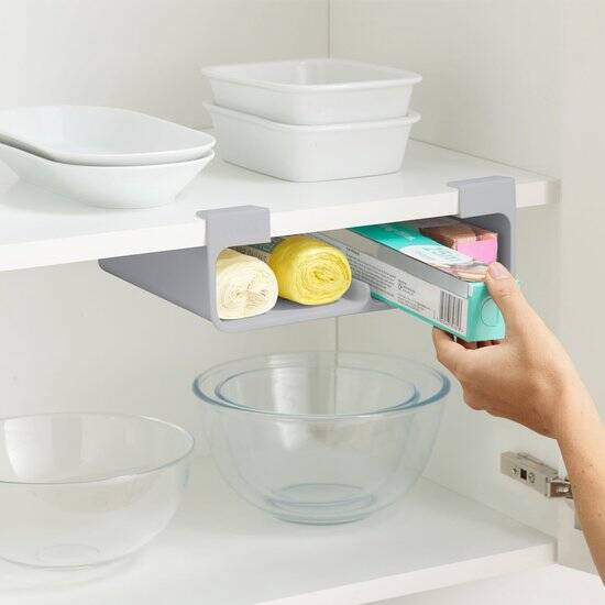 Joseph Joseph Keukenkastorganizer voor Aluminiumfolie, Huishoudfolie, Bakpapier en Zakjes – Ruimtebesparende Houder - Grijs - Medium - Afbeelding 3