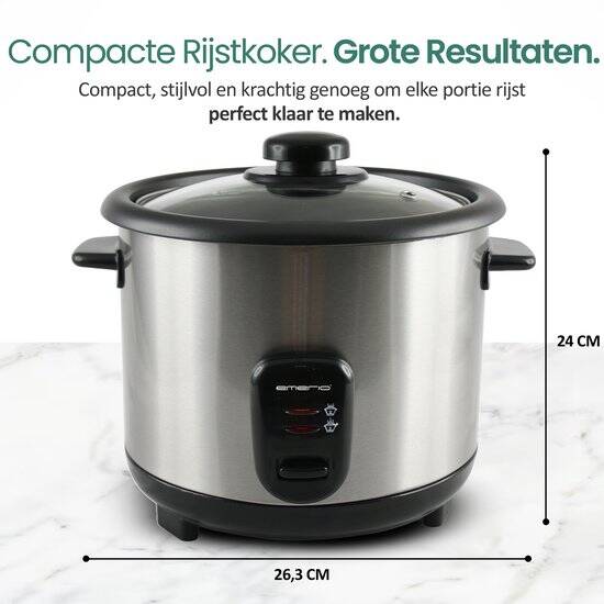 Emerio Rijstkoker 1,5 liter - Warmhoudfunctie en Automatische uitschakeling - Anti-aanbaklaag - RCE-110118.5 Zwart - Afbeelding 2