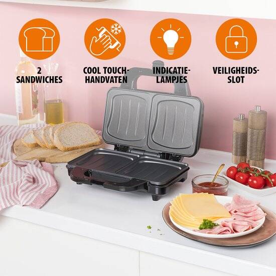Tristar SA-3060 - Tosti apparaat 900W - Voor 2 tosti's met schelpvorm - Anti aanbaklaag - Afbeelding 4
