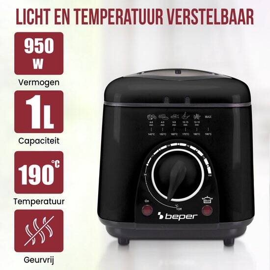 Beper Friteuse - Frituurpan - 1L - Zwart - Afbeelding 2