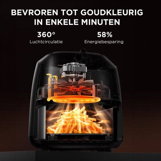 Midea Air fryer MF-TN20D2 - 2L, 1150 W Airfryer, Frituren zonder olie, Heteluchtfriteuses, Automatische uitschakelfunctie, Olievrij, Gemakkelijk schoon te maken, BPA-vrij, Zwart - Afbeelding 4