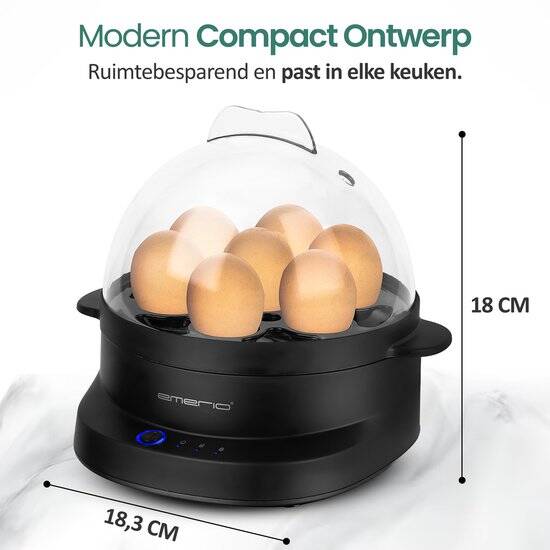 Emerio Eierkoker Elektrisch 350W - Voor 7 Eieren - BPA-vrij en Meertalige Spraakfunctie - Automatische Uitschakeling - EB-131811.1 Zwart - Afbeelding 2