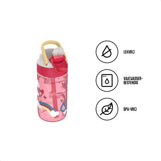 Kambukka Lagoon Drinkfles voor kinderen 400ml Love Birds - met geïntegreerd rietje - drinkbus kinderen - drinkbeker voor school - Afbeelding 5