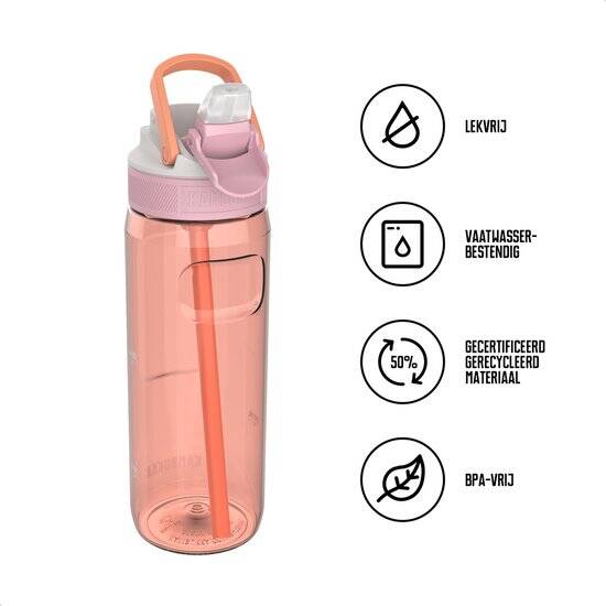 Kambukka Lagoon waterfles 750ml - Mango Tango met geïntegreerd rietje - 100% lekvrij - Afbeelding 2
