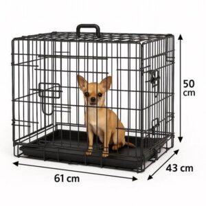 Flamingo Hondenbench S – Opvouwbare Hondenbench Auto – Hondenbench Draadkooi Mezo Zwart – 61x43x50 cm – Ideaal voor Thuis & Onderweg