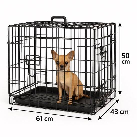 Flamingo Hondenbench S – Opvouwbare Hondenbench Auto – Hondenbench Draadkooi Mezo Zwart – 61x43x50 cm – Ideaal voor Thuis & Onderweg