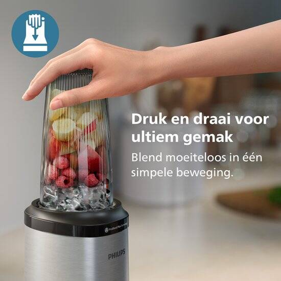 Philips Blender HR2764/00 - Beker met Drinkdeksel 700ml - 800 Watt - Smoothie Maker - RVS Tritan - Zilver - Afbeelding 4