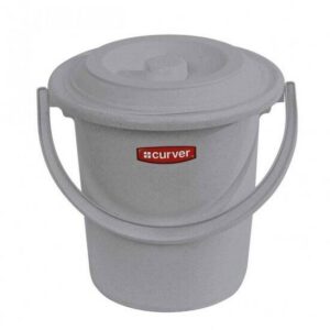 Curver Camping Toiletemmer - met Deksel - 5 l - Ø 23,5 cm - Lichtgrijs