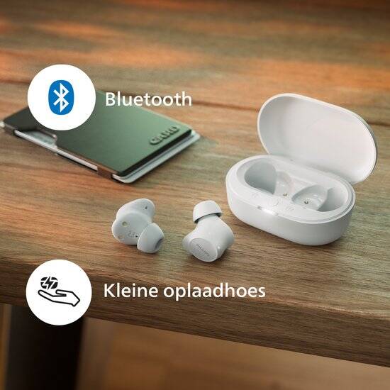 PHILIPS TAT1209WT True Wireless In Ear Bluetooth Headphones - Kleine oordopjes, Geweldige kwaliteit, Natuurlijk geluid met dynamische bass, Duidelijke gesprekken en Kleine oplaadhoes - Wit - Afbeelding 5