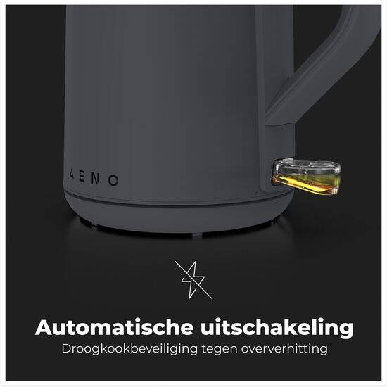AENO EK4 Waterkoker 1,5L - 2200W - Dubbelzijdige wand - 360 graden draaibaar - Droogkookbeveiliging - Indicatielamp - Ingebouwde haspel - Grijs - Afbeelding 4
