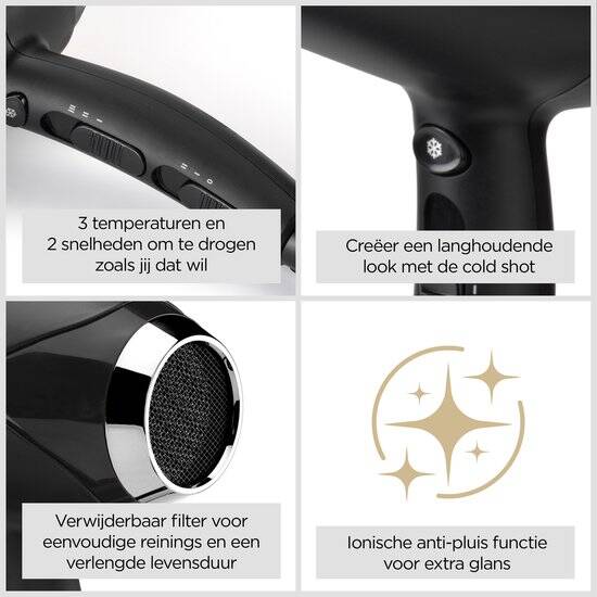BaByliss Turbo Smooth 2200 Fohn D572DE - Ionische Anti-Pluis - Föhn met diffuser (150mm) - 2200 Watt - Haardroger - Coolshot - Afbeelding 4