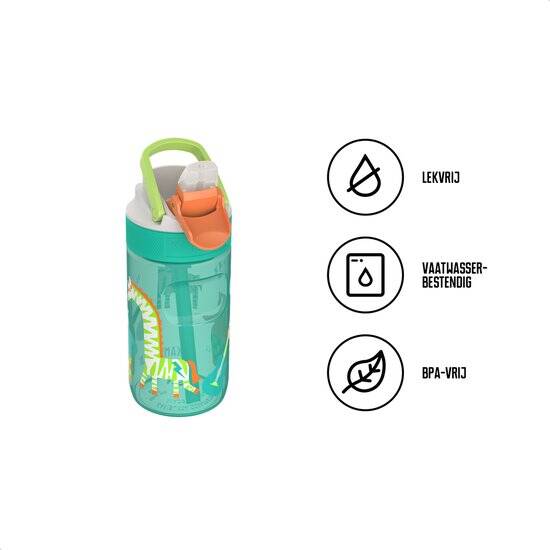 Kambukka Lagoon Drinkfles voor kinderen 400ml Disco Zoo - met geïntegreerd rietje - drinkbus kinderen - drinkbeker voor school - Afbeelding 2