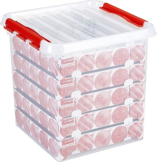 Sunware Q-line kerstballen opbergbox 38L - Voor 125 kerstballen - 40x40x40 cm - Afbeelding 2