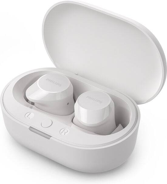 PHILIPS TAT1209WT True Wireless In Ear Bluetooth Headphones - Kleine oordopjes, Geweldige kwaliteit, Natuurlijk geluid met dynamische bass, Duidelijke gesprekken en Kleine oplaadhoes - Wit - Afbeelding 2