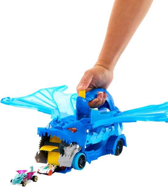 Hot Wheels City - Ultieme Dubbele Draak Transportvoertuig en 2 speelgoedauto's - Afbeelding 5
