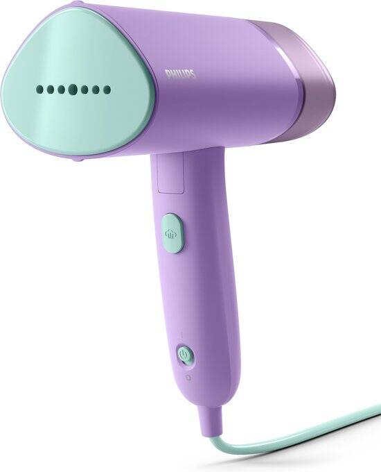 Philips Kledingstomer STH3010/30 - Opvouwbaar en Compacte Handstomer - Snel Warm – Lang Snoer - 1000 Watt - Incl Reistas - Paars