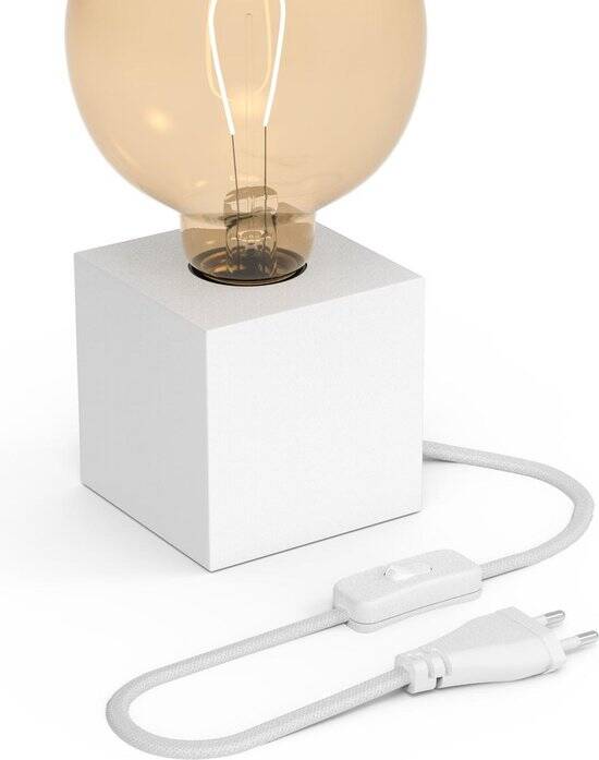 Calex Tafellamp Vierkant - E27 Fitting - Wit - Excl. lichtbron - Afbeelding 2