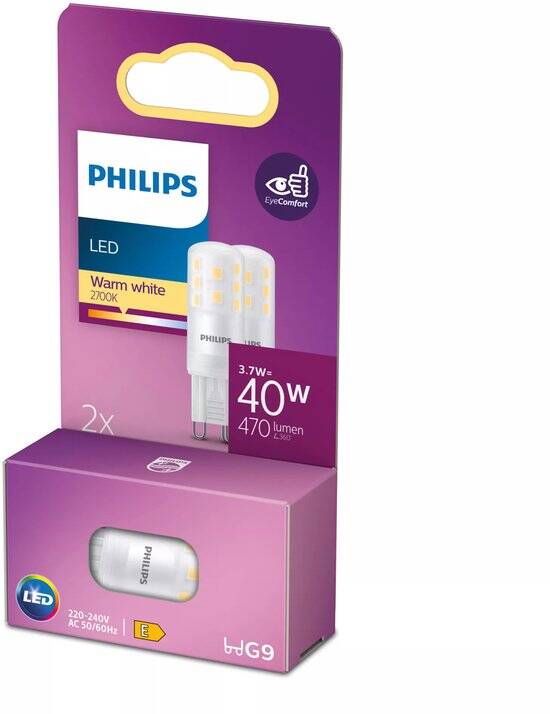 Energiezuinige Philips LED Capsule Transparant - 40 W - G9 - warmwit licht - 2 stuks - Bespaar op energiekosten - Afbeelding 3