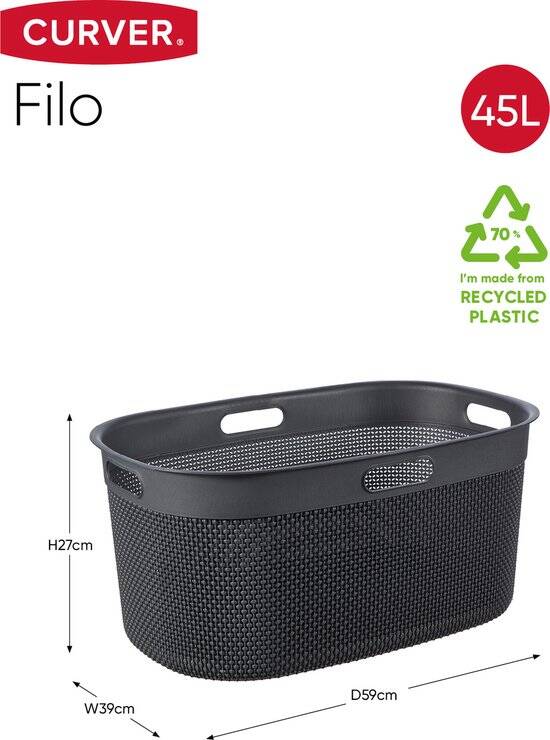 Curver Filo Wasmand - 45L - Antraciet - Afbeelding 2