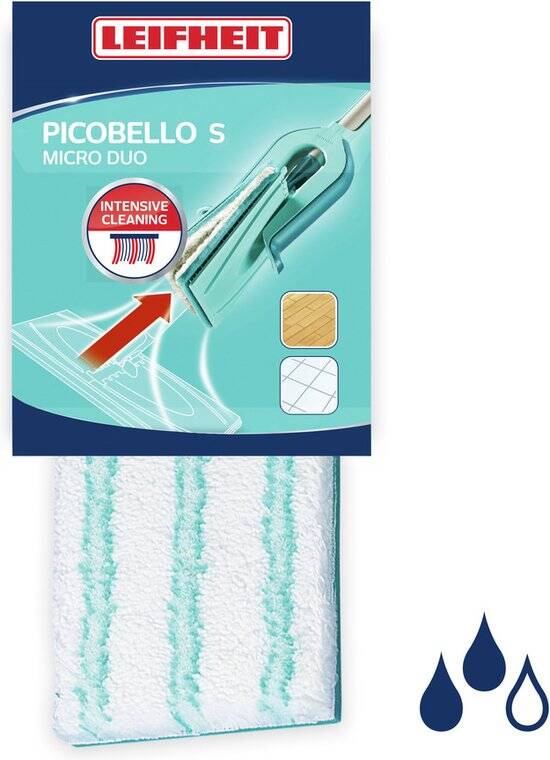 Leifheit Picobello S dweildoek allrounder Micro Duo - 27 cm wisbreedte - turquoise - wit - Afbeelding 3