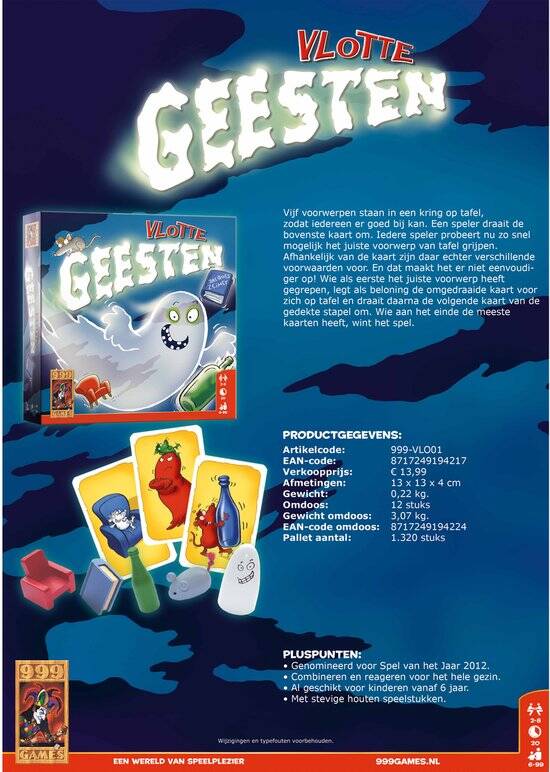 999 Games - Vlotte Geesten - Actiespel - Leuk snel spel voor tussendoor - Familiespel - Gezelschapsspel - Kinderspel - Klein cadeautje - Afbeelding 4