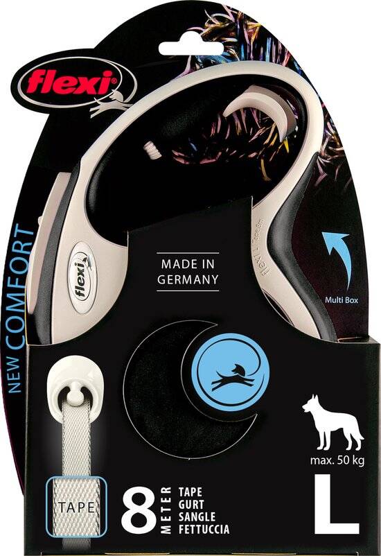 Flexi New Comfort Rollijn - Hondenriem - L - 8 Meter - Grote en Actieve Honden - Zwart Grijs - Afbeelding 2