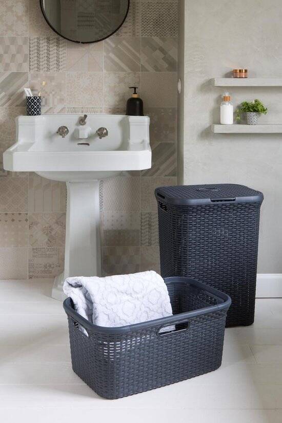 Curver Style Wasmand met Deksel - 60L - 2 stuks - Antraciet - Afbeelding 4
