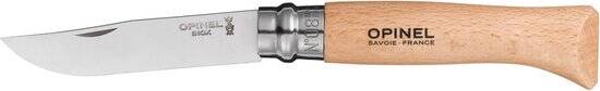 Opinel Tradition Inox N°08 Zakmes - 8,5cm - Inclusief Bruin Alpine Etui - RVS en Beukenhout - Geschenkdoos - Afbeelding 2