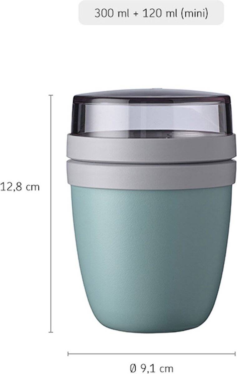 Mepal Lunchpot mini - 300 + 120 ml - Yoghurt en Muesli beker to go - Geschikt voor vriezer, magnetron en vaatwasser - Ellipse - Vivid mauve - Afbeelding 2