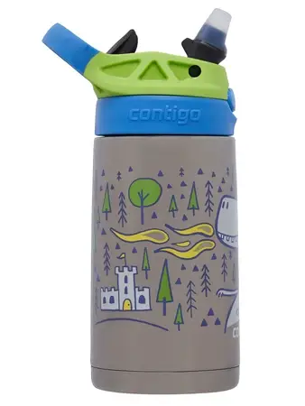 Contigo Easy Clean Autospout thermosfles met rietje voor kinderen, BPA-vrije roestvrij stalen waterfles, 100% lekvrij, makkelijk te reinigen, ideaal voor dagverblijf, school en sport, 380 ml | Fire Dragon - Afbeelding 3