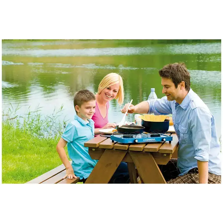 Campingaz Base Camp Camping kooktoestel - 2 pits camping gas kooktoestel - 2x 1600 Watt - blauw - Afbeelding 3